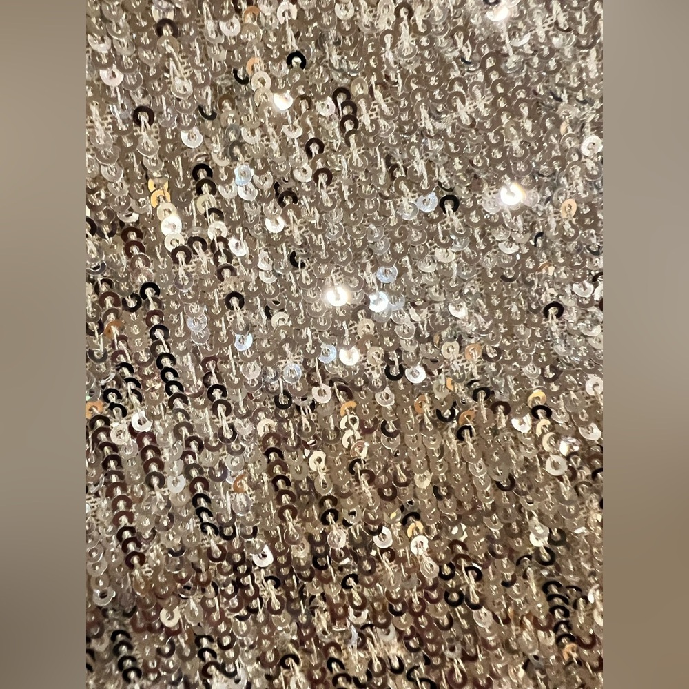 Maje Silver Sequin Playsuit Romper Wrap V Neck Long Sleeve FR 38 US 6 NWT $415 - Picture 10 of 12